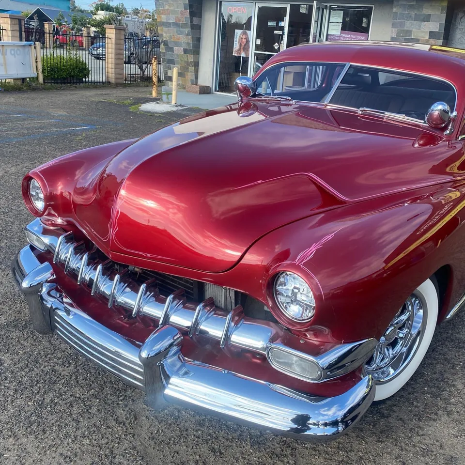 A custom 1950 Mercury Eight coupe after an alarm installation